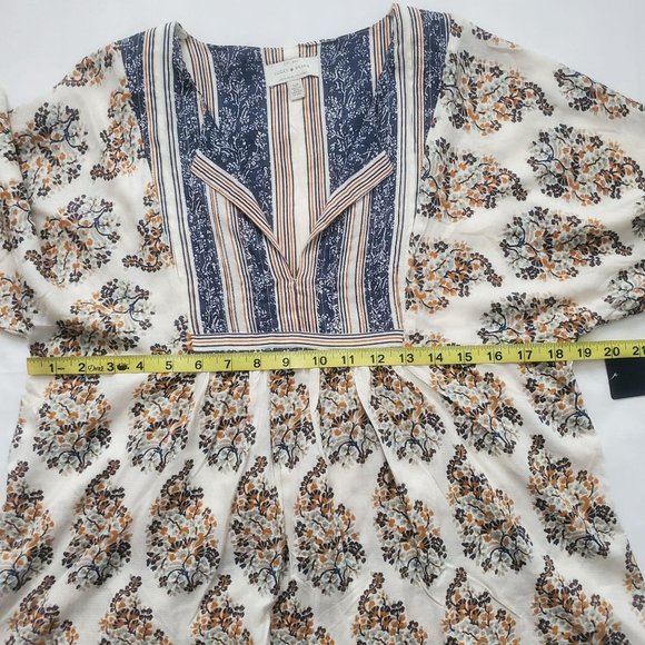 Lucky Brand Women's Mixed Print Natural Multicolor Peasant Top Size S/P NWT - Picture 16 of 16